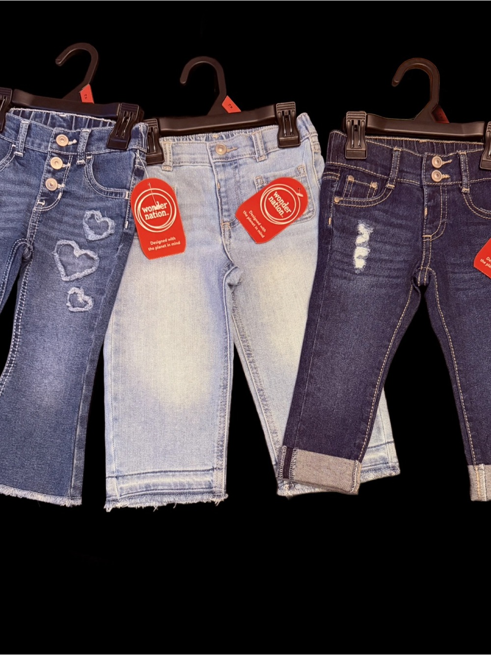 NWT 3 Pair Baby Girl Blue Jeans Baby Sz 18m Wonder Nation